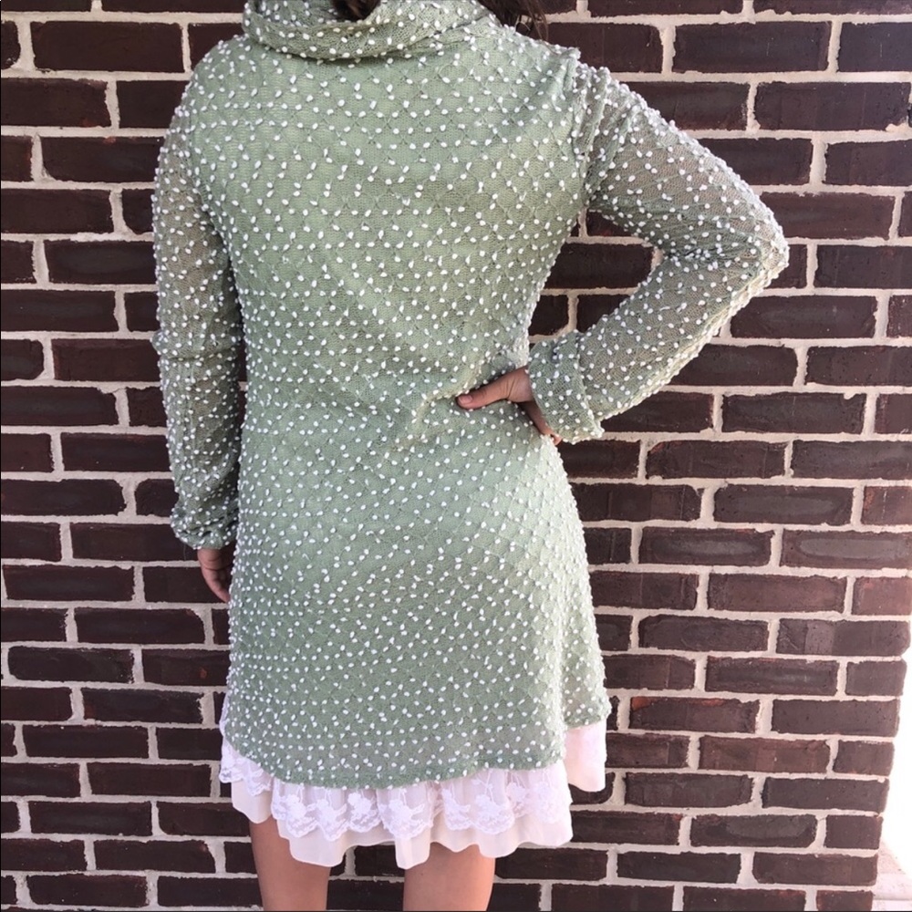 Altar’d State Lace Trim Polka Dot Sweater Dress - Picture 3 of 5